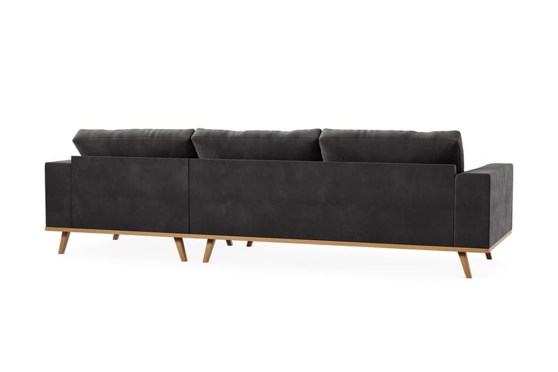 Copenhagen 4-seters Høyrevendt L-formet Divansofa i Fløyel - Mørk grå - Møbler - Sofaer - Sofaer med sjeselong - 4 seters sofa med divan
