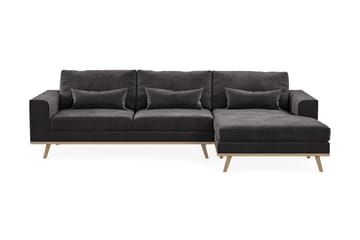 Copenhagen 4-seters Høyrevendt L-formet Divansofa i Fløyel - Mørk grå - Møbler - Sofaer - Sofaer med sjeselong - 4 seters sofa med divan