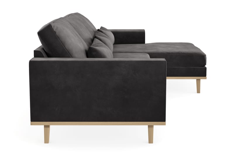 Copenhagen 4-seters Høyrevendt L-formet Divansofa i Fløyel - Mørk grå - Møbler - Sofaer - Sofaer med sjeselong - 4 seters sofa med divan
