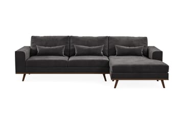 Copenhagen 4-seters Høyrevendt L-formet Divansofa i Fløyel - Mørk grå - Møbler - Sofaer - Sofaer med sjeselong - 4 seters sofa med divan