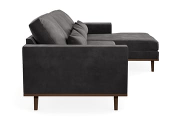 Copenhagen 4-seters Høyrevendt L-formet Divansofa i Fløyel - Mørk grå - Møbler - Sofaer - Sofaer med sjeselong - 4 seters sofa med divan