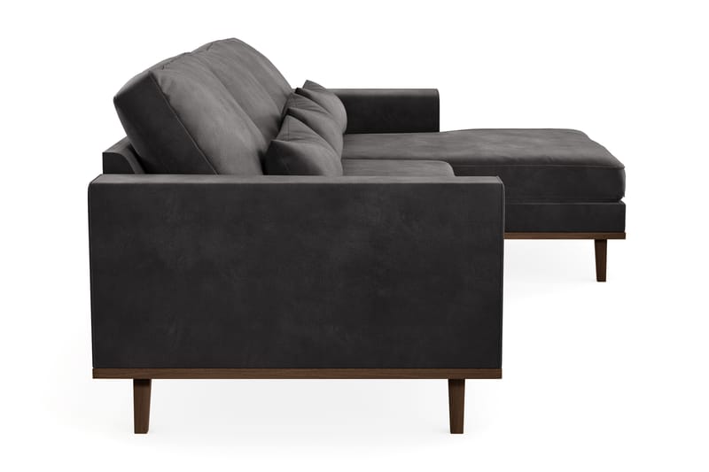 Copenhagen 4-seters Høyrevendt L-formet Divansofa i Fløyel - Mørk grå - Møbler - Sofaer - Sofaer med sjeselong - 4 seters sofa med divan