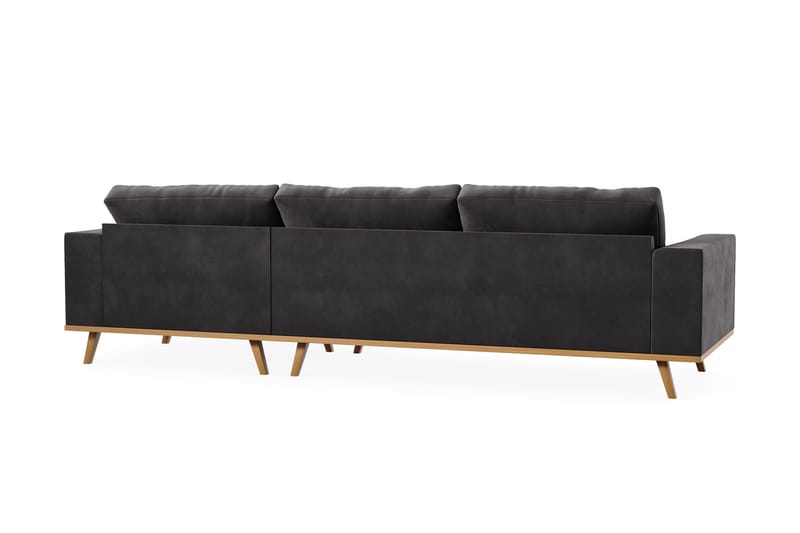 Copenhagen 4-seters Høyrevendt L-formet Divansofa i Fløyel - Mørk grå - Møbler - Sofaer - Sofaer med sjeselong - 4 seters sofa med divan