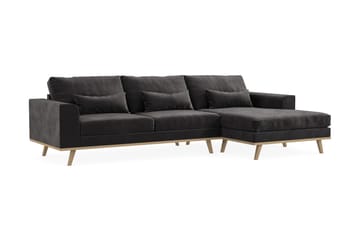 Copenhagen 4-seters Høyrevendt L-formet Divansofa i Fløyel - Mørk grå - Møbler - Sofaer - Sofaer med sjeselong - 4 seters sofa med divan