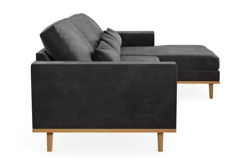 Copenhagen 4-seters Høyrevendt L-formet Divansofa i Fløyel - Mørk grå - Møbler - Sofaer - Sofaer med sjeselong - 4 seters sofa med divan