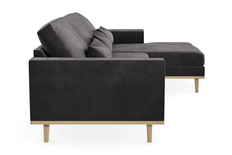 Copenhagen 4-seters Høyrevendt L-formet Divansofa i Fløyel - Mørk grå - Møbler - Sofaer - Sofaer med sjeselong - 4 seters sofa med divan