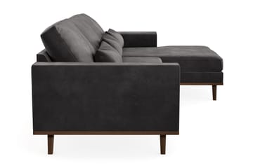 Copenhagen 4-seters Høyrevendt L-formet Divansofa i Fløyel - Mørk grå - Møbler - Sofaer - Sofaer med sjeselong - 4 seters sofa med divan