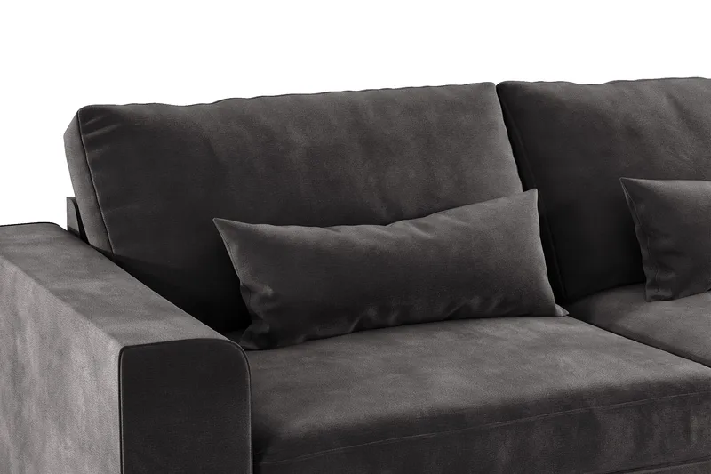 Copenhagen 4-seters Høyrevendt L-formet Divansofa i Fløyel - Mørk grå - Møbler - Sofaer - Sofaer med sjeselong - 4 seters sofa med divan