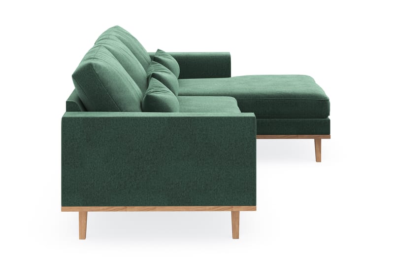 Copenhagen 4-seters Høyrevendt L-formet Divansofa i Fløyel - Mørk grønn - Møbler - Sofaer - Sofaer med sjeselong - 4 seters sofa med divan
