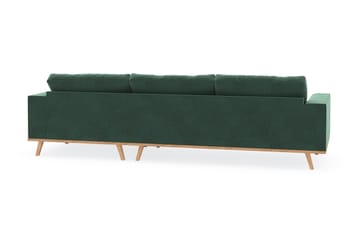 Copenhagen 4-seters Høyrevendt L-formet Divansofa i Fløyel - Mørk grønn - Møbler - Sofaer - Sofaer med sjeselong - 4 seters sofa med divan