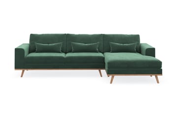 Copenhagen 4-seters Høyrevendt L-formet Divansofa i Fløyel - Mørk grønn - Møbler - Sofaer - Sofaer med sjeselong - 4 seters sofa med divan