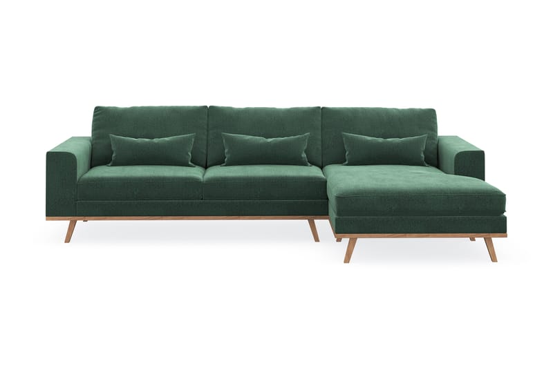 Copenhagen 4-seters Høyrevendt L-formet Divansofa i Fløyel - Mørk grønn - Møbler - Sofaer - Sofaer med sjeselong - 4 seters sofa med divan