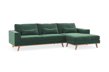 Copenhagen 4-seters Høyrevendt L-formet Divansofa i Fløyel - Mørk grønn - Møbler - Sofaer - Sofaer med sjeselong - 4 seters sofa med divan