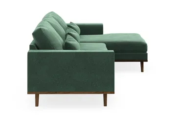 Copenhagen 4-seters Høyrevendt L-formet Divansofa i Fløyel - Mørk grønn - Møbler - Sofaer - Sofaer med sjeselong - 4 seters sofa med divan