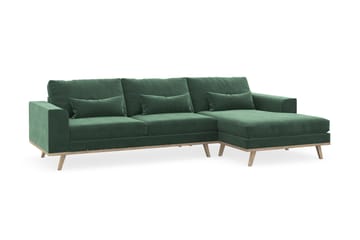 Copenhagen 4-seters Høyrevendt L-formet Divansofa i Fløyel - Mørk grønn - Møbler - Sofaer - Sofaer med sjeselong - 4 seters sofa med divan