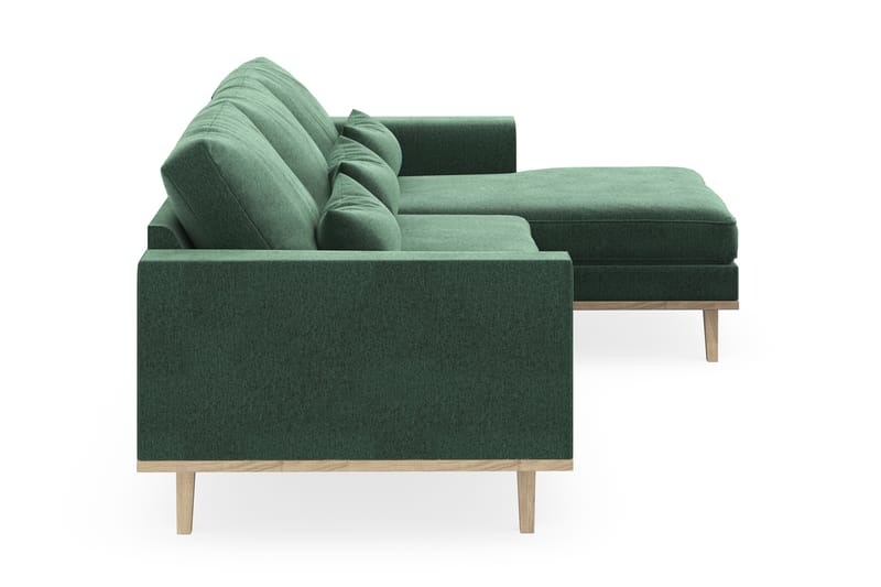 Copenhagen 4-seters Høyrevendt L-formet Divansofa i Fløyel - Mørk grønn - Møbler - Sofaer - Sofaer med sjeselong - 4 seters sofa med divan