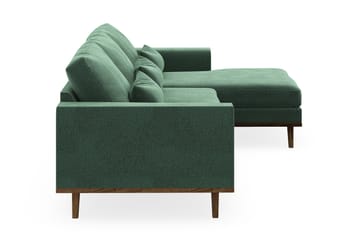 Copenhagen 4-seters Høyrevendt L-formet Divansofa i Fløyel - Mørk grønn - Møbler - Sofaer - Sofaer med sjeselong - 4 seters sofa med divan