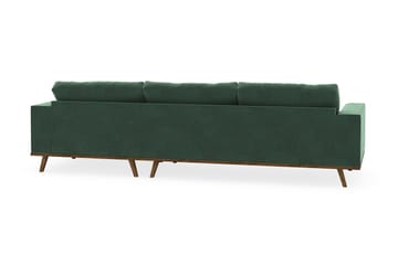 Copenhagen 4-seters Høyrevendt L-formet Divansofa i Fløyel - Mørk grønn - Møbler - Sofaer - Sofaer med sjeselong - 4 seters sofa med divan