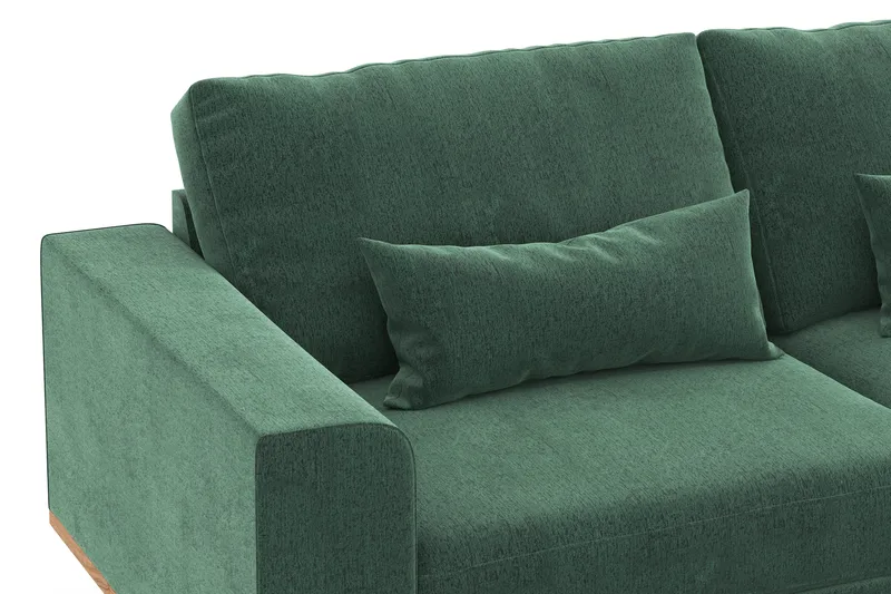 Copenhagen 4-seters Høyrevendt L-formet Divansofa i Fløyel - Mørk grønn - Møbler - Sofaer - Sofaer med sjeselong - 4 seters sofa med divan