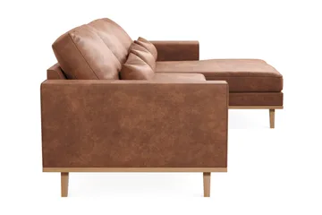 Copenhagen 4-seters Høyrevendt L-formet Divansofa i Kunstlær - Brun - Møbler - Sofaer - Sofaer med sjeselong - 4 seters sofa med divan