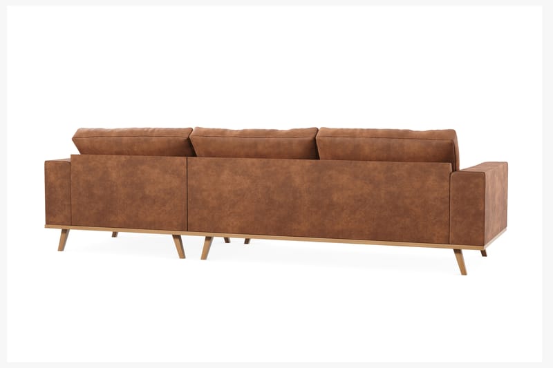 Copenhagen 4-seters Høyrevendt L-formet Divansofa i Kunstlær - Brun - Møbler - Sofaer - Sofaer med sjeselong - 4 seters sofa med divan