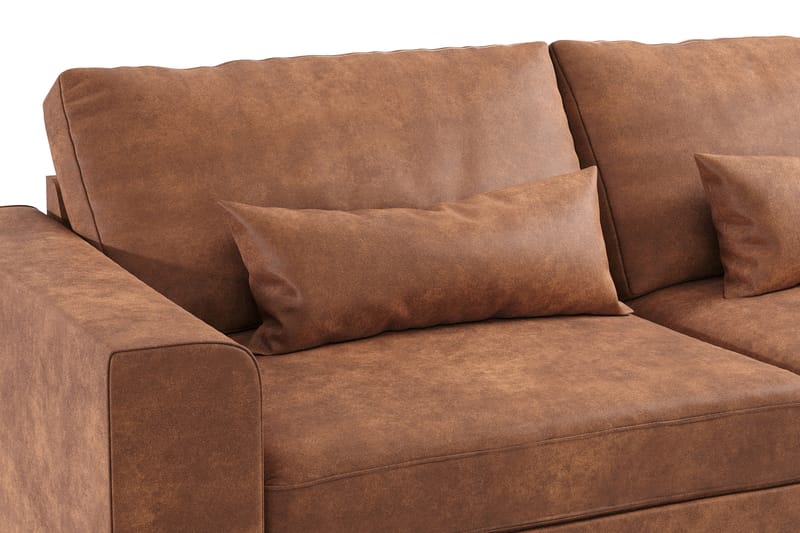 Copenhagen 4-seters Høyrevendt L-formet Divansofa i Kunstlær - Brun - Møbler - Sofaer - Sofaer med sjeselong - 4 seters sofa med divan