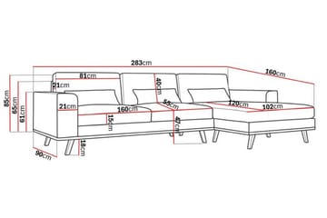Copenhagen 4-seters Høyrevendt L-formet Divansofa i Kunstlær - Brun - Møbler - Sofaer - Sofaer med sjeselong - 4 seters sofa med divan