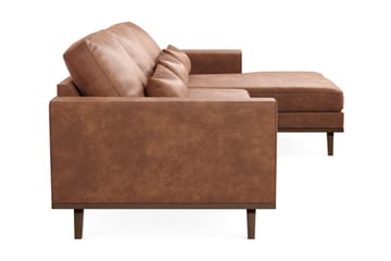 Copenhagen 4-seters Høyrevendt L-formet Divansofa i Kunstlær - Brun - Møbler - Sofaer - Sofaer med sjeselong - 4 seters sofa med divan