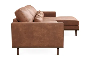Copenhagen 4-seters Høyrevendt L-formet Divansofa i Kunstlær - Brun - Møbler - Sofaer - Sofaer med sjeselong - 4 seters sofa med divan