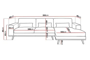 Copenhagen 4-seters Høyrevendt L-formet Divansofa i Kunstlær - Brun - Møbler - Sofaer - Sofaer med sjeselong - 4 seters sofa med divan