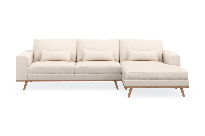 Copenhagen 4-seters Høyrevendt L-formet Divansofa i Manchester - Beige - Møbler - Sofaer - Sofaer med sjeselong - 4 seters sofa med divan