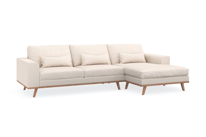 Copenhagen 4-seters Høyrevendt L-formet Divansofa i Manchester - Beige - Møbler - Sofaer - Sofaer med sjeselong - 4 seters sofa med divan