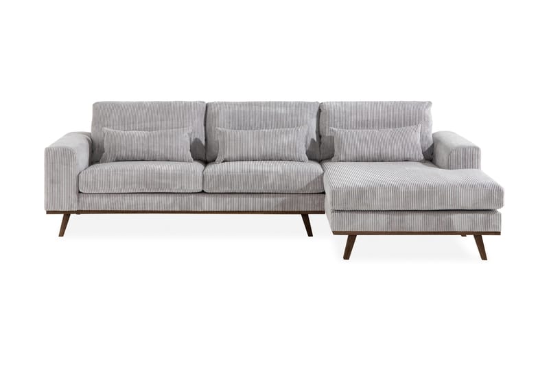 Copenhagen 4-seters Høyrevendt L-formet Divansofa i Manchester - Lys grå - Møbler - Sofaer - Sofaer med sjeselong - 4 seters sofa med divan