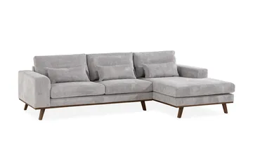 Copenhagen 4-seters Høyrevendt L-formet Divansofa i Manchester - Lys grå - Møbler - Sofaer - Sofaer med sjeselong - 4 seters sofa med divan