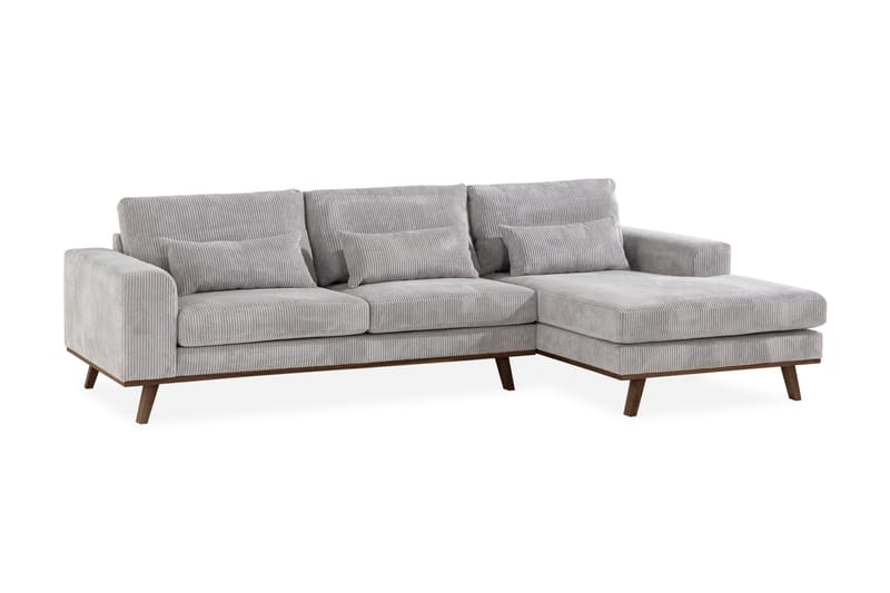 Copenhagen 4-seters Høyrevendt L-formet Divansofa i Manchester - Lys grå - Møbler - Sofaer - Sofaer med sjeselong - 4 seters sofa med divan
