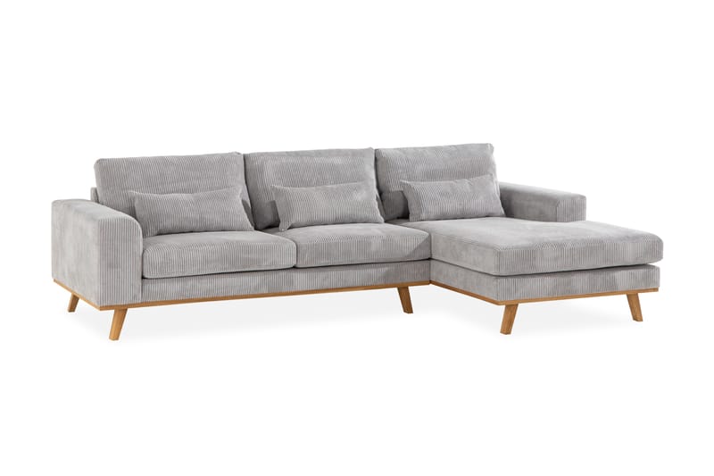 Copenhagen 4-seters Høyrevendt L-formet Divansofa i Manchester - Lys grå - Møbler - Sofaer - Sofaer med sjeselong - 4 seters sofa med divan