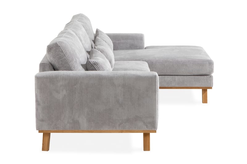 Copenhagen 4-seters Høyrevendt L-formet Divansofa i Manchester - Lys grå - Møbler - Sofaer - Sofaer med sjeselong - 4 seters sofa med divan