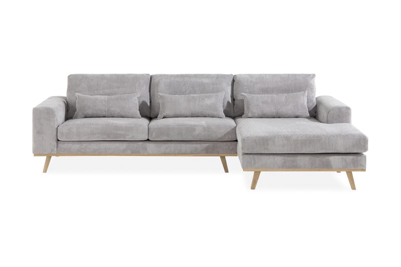 Copenhagen 4-seters Høyrevendt L-formet Divansofa i Manchester - Lys grå - Møbler - Sofaer - Sofaer med sjeselong - 4 seters sofa med divan