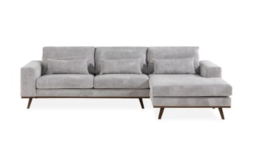 Copenhagen 4-seters Høyrevendt L-formet Divansofa i Manchester - Lys grå - Møbler - Sofaer - Sofaer med sjeselong - 4 seters sofa med divan