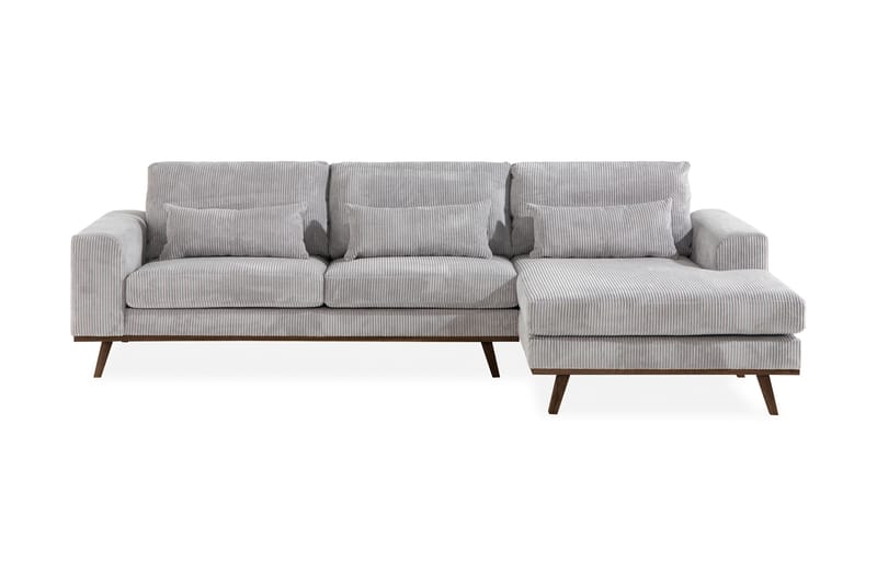 Copenhagen 4-seters Høyrevendt L-formet Divansofa i Manchester - Lys grå - Møbler - Sofaer - Sofaer med sjeselong - 4 seters sofa med divan