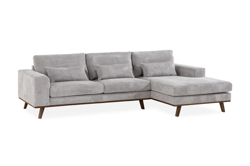 Copenhagen 4-seters Høyrevendt L-formet Divansofa i Manchester - Lys grå - Møbler - Sofaer - Sofaer med sjeselong - 4 seters sofa med divan