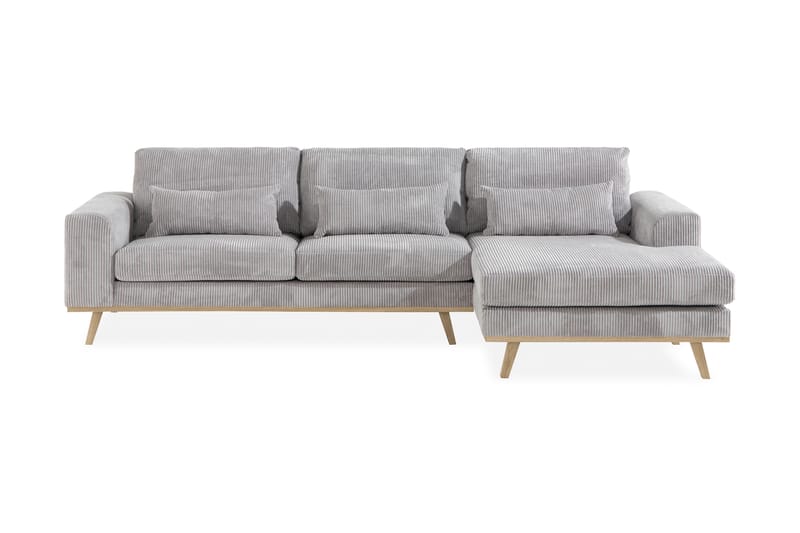 Copenhagen 4-seters Høyrevendt L-formet Divansofa i Manchester - Lys grå - Møbler - Sofaer - Sofaer med sjeselong - 4 seters sofa med divan