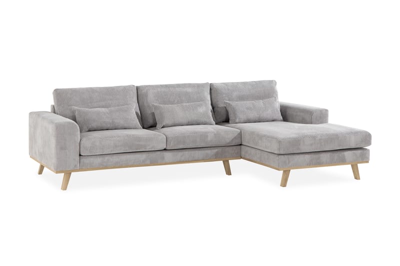 Copenhagen 4-seters Høyrevendt L-formet Divansofa i Manchester - Lys grå - Møbler - Sofaer - Sofaer med sjeselong - 4 seters sofa med divan