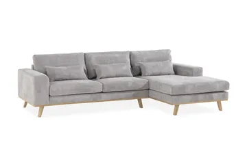 Copenhagen 4-seters Høyrevendt L-formet Divansofa i Manchester - Lys grå - Møbler - Sofaer - Sofaer med sjeselong - 4 seters sofa med divan