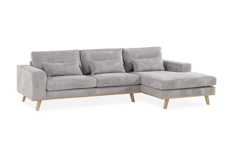 Copenhagen 4-seters Høyrevendt L-formet Divansofa i Manchester - Lys grå - Møbler - Sofaer - Sofaer med sjeselong - 4 seters sofa med divan