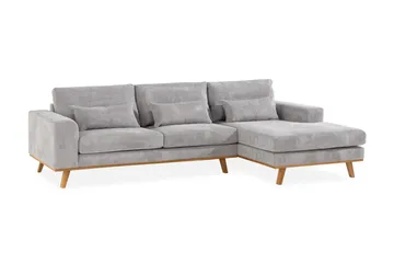 Copenhagen 4-seters Høyrevendt L-formet Divansofa i Manchester - Lys grå - Møbler - Sofaer - Sofaer med sjeselong - 4 seters sofa med divan