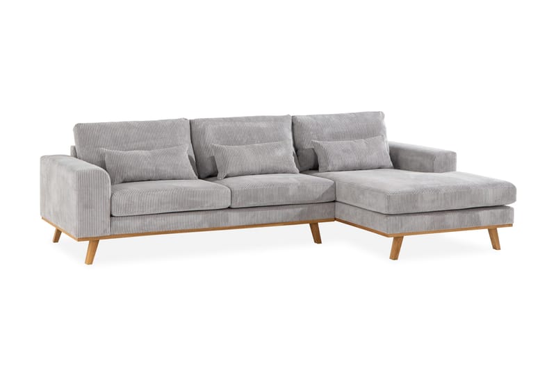 Copenhagen 4-seters Høyrevendt L-formet Divansofa i Manchester - Lys grå - Møbler - Sofaer - Sofaer med sjeselong - 4 seters sofa med divan