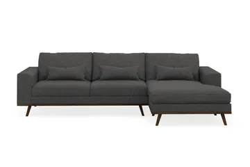 Copenhagen 4-seters Høyrevendt L-formet Divansofa i Manchester - Mørk grå - Møbler - Sofaer - Sofaer med sjeselong - 4 seters sofa med divan
