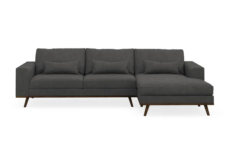 Copenhagen 4-seters Høyrevendt L-formet Divansofa i Manchester - Mørk grå - Møbler - Sofaer - Sofaer med sjeselong - 4 seters sofa med divan