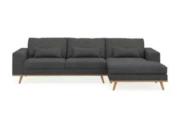 Copenhagen 4-seters Høyrevendt L-formet Divansofa i Manchester - Mørk grå - Møbler - Sofaer - Sofaer med sjeselong - 4 seters sofa med divan